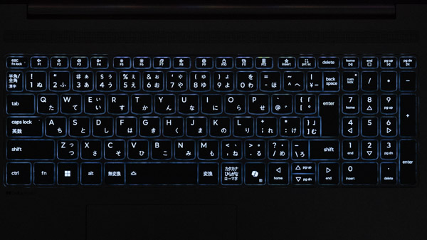 IdeaPad Slim 5 Gen 10(16型 AMD)のキーボードバックライトの写真