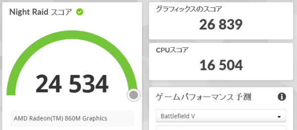 mouse B5-A7A01SR-Aの3DMark Night Raidのスコア画像
